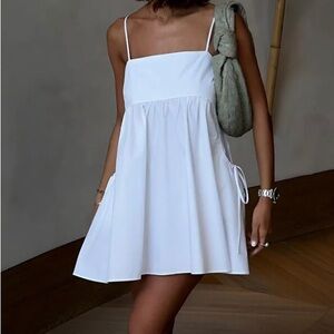 New Commense White Serendipity Drawstring Pocket Mini Sundress. Size Large.